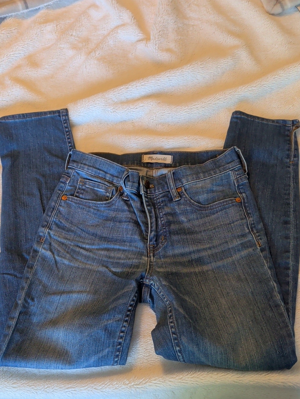 Madewell Blue 9" High Rise Skinny Jeans with Subtle Whiskering